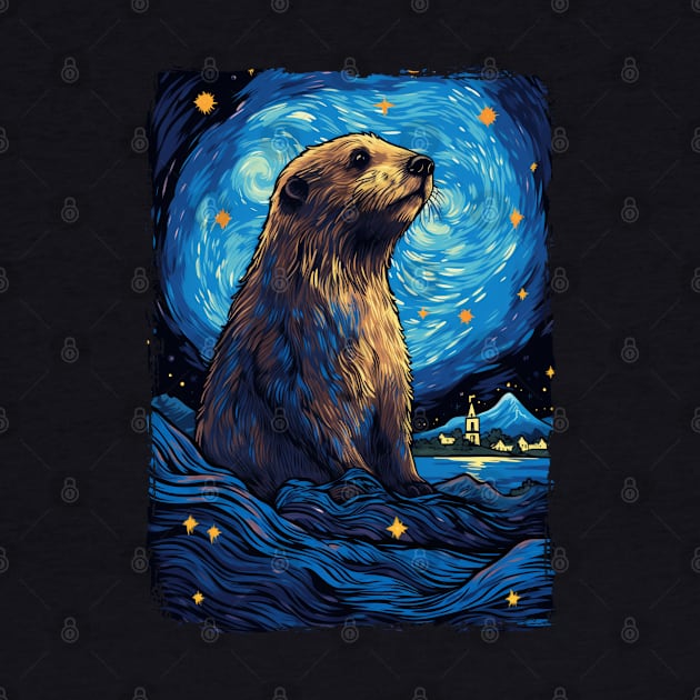 Otter Starry Night by favoriteshirt